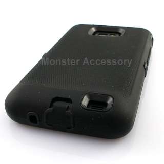 Black Double Layer Holster Combo Hard Case Cover For Samsung Galaxy S2 