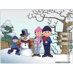   Name Print   Christmas Snowman Family   Couple with 1 Boy Everything