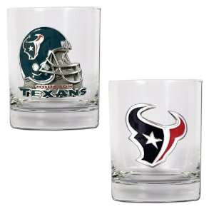 Houston Texans 2pc Rocks Glass Set   Primary Logo & Helmet Logo 