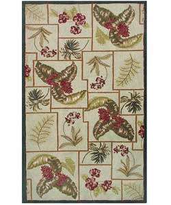   Tropical Abstract Leaf/Floral Wool Rug (8 x 10)  