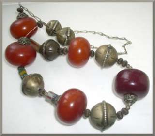 An exquisite antique African trade copal amber necklace comprised of 