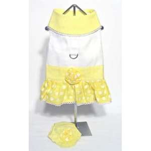  Yellow Polka Dot Harness Dress W/Visor   Size XS Kitchen 