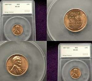 1957 D/D CHOICE+ RED LINCOLN WHEAT PENNY  