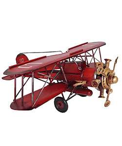 Antique Metal Bi Plane Airplane Model Toy Replica  