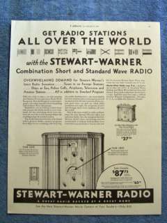 VINTAGE 1932 STEWART WARNER RADIOS AD  