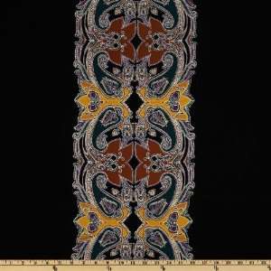  44 Wide Silk Crepe De Chine Paisley Stripe Black Fabric 