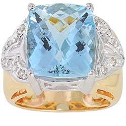 Michael Valitutti 14k Gold Aquamarine and Diamond Ring  