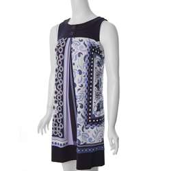 Sangria Brand Womens Silk Retro Print Tank Dress  