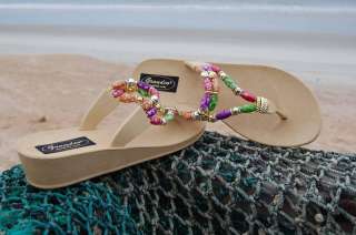 Grandco Color Bead Thong Sandal, Beige  