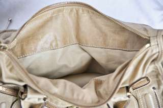 CHLOE Beige Leather *BAY BAG* Shoulder Handbag Roomy+Multi Pocket 