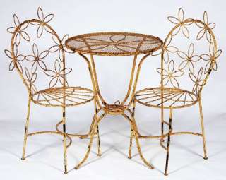   Adult Daisy Flower Table & 2 Chairs Set  Metal Patio Furniture  