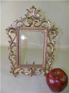 ANTIQUE ORNATE BRONZED VICTORIAN METAL PICTURE FRAME  