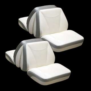   WHITE / METALLIC SILVER BACK TO BACK BOAT LOUNGE SEAT (PAIR)  