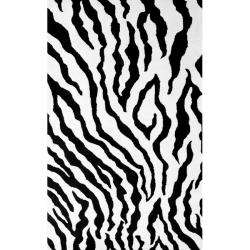   Modern Zebra Pattern Black/ White Wool Rug (76 x 96)  