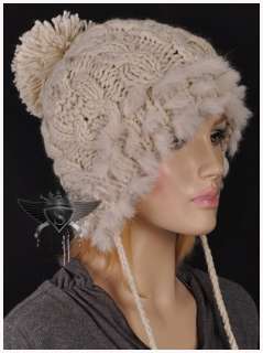 SH Multi colored Rabbit Fur Punk Womens Beanie Hat Cap Particular 