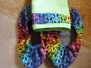 PEACE SIGN BOWLING SHOE COVERS/TOWEL TO MATCH  