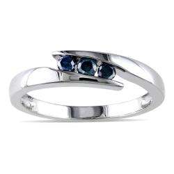 Sterling Silver 1/5ct TDW Blue Diamond Ring  