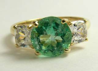 0tcw Glitzy Colombian Emerald & Russian CZ Ring  