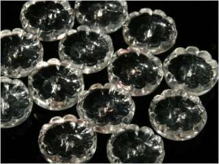 12 CZECH VINTAGE DOLL CLEAR GLASS BUTTONS FLOWERS 11 mm  