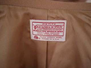 Vtg 80s Pendleton Camel Wool Blazer Skirt Suit 8  