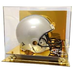  Baltimore Ravens Gold Mirrored Finish Helmet Display 