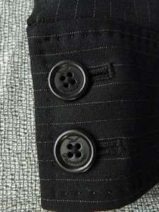 Faconnable~France Lt Wt Wool/Spandex Chic Black Pinstripe Long Jacket 