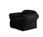 SOFT MICRO SUEDE COUCH CHAIR SLIP COVER BLACK NEW F17155