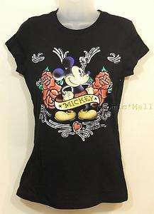Womens Disney Mickey Mouse Tattoo Art Roses Banner S  