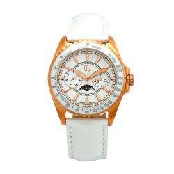 Guess Collection Womens Leather White Moonphase Swiss Quartz Watch 