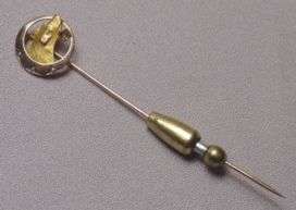 Antique 18K Diamond Pearl Dog Head Stickpin  