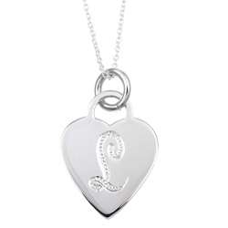 Elsa M Sterling Silver Letter L Heart Disc Necklace  
