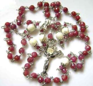 SO Beautiful STERLING 925 SILVER UNDOUBTED RUBY ROSARY  