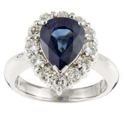 Platinum Pear Sapphire and 1ct TDW Diamond Ring (I J, SI) (Size 7 