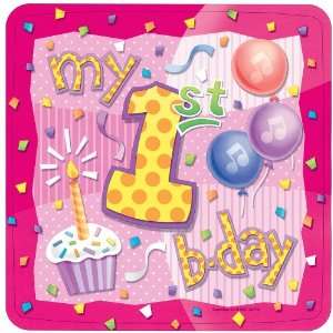  My 1st Birthday Pink 10 Square Dinner Plates (8 count 