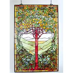 Tiffany style Life Tree Stained Glass Window Panel  
