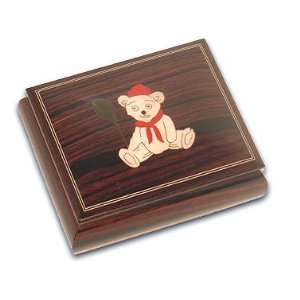  Little Teddy Bear with Red Balloon Adorable Dark Wooden 