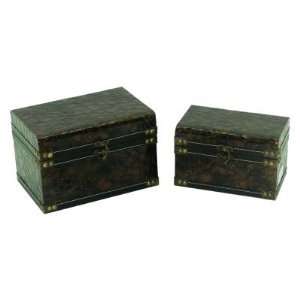 Keystone Leather Jewelry Box with Rectangle Design   Set of 2