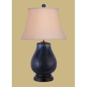 TANG DYNASTY UP SCALE COUNTRY CERAMIC HUNTER NAVY BLUE URN LAMP