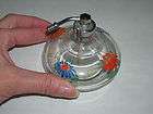 Vintage Clear Glass w/Orange & Blue Flowers Atomizer Perfume Bottle 