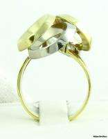 Modern Circle Womens Cocktail Ring   18k Solid White & Yellow Gold 