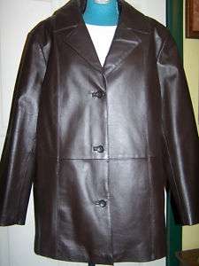 Dialogue Washable Leather Lined Jacket in Brown 1X  