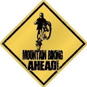  New  Mountain Biking Ahead / Sign  Crossing Sports