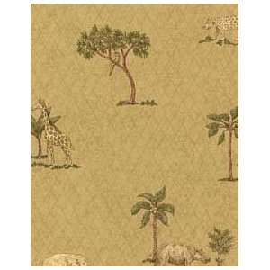 Jungle Animals Brown on Beige Wallpaper in Mulberry Prints