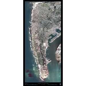  Ocean Beach to Point Loma, CA Satellite map/print 19x41 