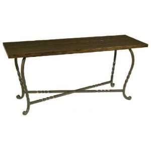  Villa Rectangular Console Table w/ Wood Plank Top
