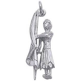 Color Guard Flag Rifle Saber Color Guard Charm in Sterling Silver 