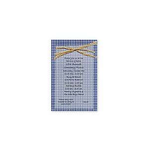 Blue Gingham Raffia Birthday Party Invitations