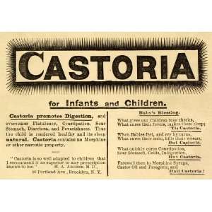  1883 Ad Castoria Laxative Oral Syrup Children Infant 