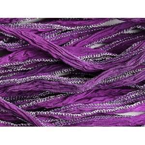  3 Foot Hand Dyed Silk Purple w/ Metallic Silver Edges 