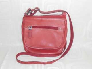 Fossil Small Red Leather Crossbody Organizer Shoulder Bag Purse  